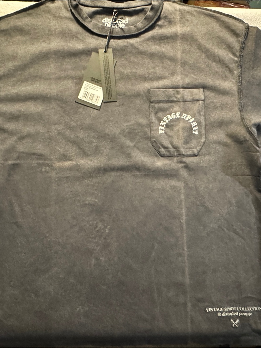 Distorted People Men's Vintage Spirit Pocket Tee — Charcoal